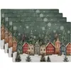Temu Transfronteiriço Novo Jogo Americano de Natal Decoração de Mesa Linho Árvore de Natal Tapete Isolante à Prova d'Água Estilo Simples