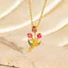 Moda Transfronteriza Accesorios de Flor de Tulipán Collar Estilo Dulce Colgante Pequeño de Flor Fresca Cadena para Suéter Versátil con Temperamento