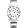 Reloj de Cuarzo Digital Clásico con Esfera Grande y Banda Elástica de Primavera para Adultos Mayores, Reloj de Pareja para Hombre y Mujer, Regalo para Personas Mayores