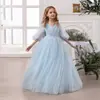 Exclusivo Transfronterizo Fiesta de Cumpleaños de Niña Vestido de Noche Performance de Piano Falda Larga Esponjosa Falda de Dama de Boda para Niña