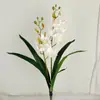 Flor Artificial de Orquídea Urraca de Tallo Único Decoración para Salón de Bodas Decoración del Hogar Flor Falsa Algodón de Silicona 2 Ramas con Hojas Orquídea Urraca