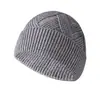 Producción de gorro de lana de color sólido para invierno, gorro de punto con patrón geométrico, gorro de lana de copa, gorro cálido de moda, gorro para el frío