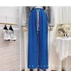 Pantalones de pierna ancha con estampado Qian Chiba para mujer, verano nuevo, plisados, con caída, holgados, rectos, pantalones casuales de moda para mujer que combinan con todo