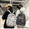 Mochila Graffiti Estilo Coreano Estilo Harajuku para Aluno do Ensino Fundamental Grande Capacidade Casual para Viagem Mesma Mochila Escolar para Homens e Mulheres