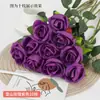 Buquê de Rosas Artificiais Flor Falsa de Haste Única Decoração de Casamento Casa Arranjo de Flores Decoração de Dia dos Namorados Rosa de Veludo Real Touch