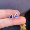 Aretes de zafiro natural con buenas vetas de color, todos de plata fina S925 con incrustaciones seiko, con piedra principal de tamaño 4*5mm