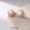 Aretes Franceses Retro de Perlas Naturales, Aretes de Diseño Nicho de Plata S925 de Lujo Ligero, Nuevos Aretes de Plata Pura con Incrustaciones