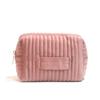 Bolsa Cosmética de Terciopelo Transfronteriza Acolchada Terciopelo Lisi Portátil Forro Polar Rayas Verticales Cartera Simple para Llevar en Mano Almacenamiento de Cambio