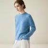 Suéter de punto de cuello redondo jaspeado de cachemira para mujer, tejido holgado de otoño e invierno, suéter de cachemira versátil y cálido