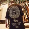 Verão Hong Kong Estilo Graffiti Camiseta de manga curta Hip-hop Masculino Solto Tamanho Grande Top Moda Moda Casal Estampado Camiseta de meia manga