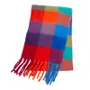 Novo Cachecol Ac-Style Outono e Inverno para Mulheres, Xale Grosso Xadrez Dupla Face com Padrão Colorido de Quatro Quadros