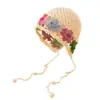 Chapéu Pulôver de Crochê Feito à Mão para Mulheres, Estilo Étnico Retro Artístico, Chapéu de Tricô para Primavera e Outono, Chapéu de Lã Vazado com Franjas para Verão