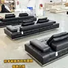 Sofá Original Lawrence de Piel Genuina Completa, Fila Recta Estilo Italiano para Sala de Estar Villa Apartamento Grande Piso Plano Piel de Vaca Capa Superior Juego de Sofás de Arte