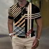 Estación independiente transfronteriza europea y americana patrón digital 3D para hombre cuello de solapa manga corta casual tendencia superventas POLO jersey