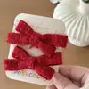 Ano Novo Vermelho Brilhante Seda Festival da Primavera Versátil Feriado Laço Presilha de Cabelo com Pérola Grampo de Cabelo Infantil Chinês Acessório de Cabelo