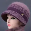 Sombrero de invierno para mujer de mediana edad y anciana, sombrero cálido para madre, grueso con forro polar, sombrero viejo, sombrero de cuenca para abuela, sombrero viejo de lana tejida