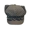 Nuevo gorro octogonal de encaje de lunares dulces con orejas de gato para principios de otoño, gorra de vendedor de periódicos linda y que estiliza el rostro, gorra de artista