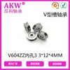 Roldana para Cabo de Aço com Ranhura Akw Angke Micro V604Zz 3*12*4mm Rolamento em V