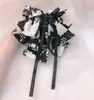 Clip de Lazo Floral Vintage Blanco y Negro para el Cabello Pin Elegante para Cola de Caballo Baja Accesorios para el Cabello de Alta Calidad