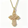 Collar con Colgante de Cruz Completa de Diamantes Estilo Hip-Hop Europeo y Americano Marca de Moda para Hombre Cadena Trenzada Versátil de Moda para Pareja