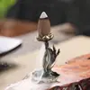 Decoração criativa de folha de lótus e incenso de refluxo de lótus, lagoa de lótus sólida com pátina, sapo, conceito artístico, porta-incenso, cerimônia do chá interna, incenso de refluxo