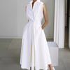 Vestido Feminino Moda Europeia e Americana Transfronteiriço Estampado Gola V Tendência de Rua Elegante Nobre Tamanho Plus