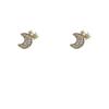 Brincos Simples Pequenos de Lua e Estrela Brilhante Estilo Francês Leve Luxo Elegante Brincos de Zircônia Moda Distinta Brincos para Dormir Sem Irritação