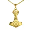 Colgante Martillo de Thor de acero inoxidable nórdico vikingo europeo y americano, colgante dorado, accesorios de joyería dominantes para hombre