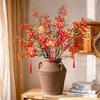 Flor de simulación de fruta de otoño baya roja estilo chino nuevo sala de estar mesa de comedor planta Gaulteria fruta de la fortuna arreglo de flores secas decoración de ramo