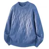 Outono Inverno 2026 Masculino Gola Redonda Tricô Trançado Suéter Retrô Torcido Grosso Solto Tricô Multicolorido Camada Base