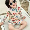 Traje de baño de manga larga con protección solar para niños y niñas, traje de baño de dinosaurio de secado rápido para la playa, traje de baño de una pieza de verano para bebé