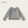 [Coleção de Mangas Longas para Meninas] Camiseta Básica Redonda para Bebê, Cor Sólida, Roupa Versátil de Outono, Camiseta Rosa para Meninas
