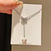 Perla Sueño de Mariposa~Estilo Lujo Ligero Zircón Lazo Collar de Perlas, Cadena Sencilla y Dulce para la Clavícula, Joyería de Gama Alta de Nicho