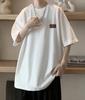 Camiseta de Manga Curta Borgonha de Algodão Puro Masculina Verão 2025 Nova Marca da Moda Americana Oversize Solta Casual Manga Média