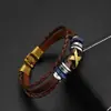 Pulsera Trenzada de Cuerda de Cuero Multicapa con Letra X de Aleación para Hombre, Pulsera de PU, Hebilla Personalizada de Moda