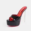 Sandalias de plataforma impermeables de tacón ultra alto de 14 cm, sin cordones, talla grande 36-46, de fabricante transfronterizo al por mayor, que hacen que las piernas parezcan más largas, sandalias de suela roja