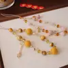 Cadenas para Teléfono Móvil al por Mayor, Cadena de Perlas con Colgante de Piedra Ojo de Tigre Natural y Cristal Rosa, Correa para Funda de Teléfono Móvil, Adorno de Muñeca Anti-Pérdida