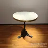 Mesa de Comedor Exterior Francesa de Pizarra Mármol con Borde de Acero Inoxidable Mesas y Sillas para Restaurante Occidental Tienda de Té con Leche Cafetería