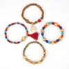 Conjunto de Cuentas de Madera Cadena Combinación Pulsera Aleación Rosa Hecho a Mano Moderno Pulsera de Moda HY-2774