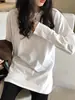 Playera suelta de algodón de manga larga para mujer, cepillada, gruesa, camisa interior de manga, camisa básica de largo medio con top apilado pp