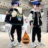 Fatos de Moda Outono e Inverno para Meninos Novos Médios e Grandes Meninos Bonitos Meninos Negros Moda de Rua Esportes Tendência Roupas Infantis