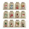 Gran Venta en Stock Bolsa de Regalo con Cordón de Enano Navideño Cascanueces Caricatura Bolsillo de Lino con Cordón Bolsa de Regalo Navideña