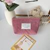 Nueva Bolsa de Cosméticos de Lona Pequeña Fresca de Pana con Gran Capacidad Portátil de Color Sólido Almacenamiento Simple Neceser Cosmético