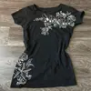 Camiseta Pulôver Gola Redonda Estampa Geométrica de Verão Estilo Europeu e Americano Slim Fit Curta Moda Retrô Hot Girl