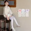Calcetines Blancos de Princesa para Niña 2026 con Moño, Calcetines Largos Infantiles, Calcetines Altos de Algodón Finos Sin Costuras para Verano