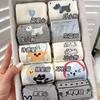 Meias Esportivas Finas de Verão Tendência Estilo Japonês Desenho Animado Novas Meias Brancas Fofas Meias Femininas de Cano Médio Absorvem Suor