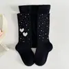 Nuevas Medias para Niñas de Primavera y Otoño con Diamantes Brillantes y Diseño de Cielo Estrellado, Versátiles para Usar al Aire Libre, Patrón de Corazón Doble, Pantalones Ajustados para Niñas Jóvenes