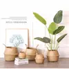 Maceta Tejida de Paja Nórdica Cesta de Flores Mimbre Tejido de Ratán Portátil Tejido Creativo Maceta para Potos Arreglo Floral Planta Verde Maceta Pastoral Decoración del Hogar