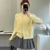 Estilo Coreano Primavera e Outono Novo Renda Tridimensional Indústria Pesada Laço Combinando com Tudo Suave Doce Estilo Cardigã de Tricô Suéter de Gola Redonda