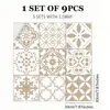 Pegatinas de Piso de PVC Estilo Europeo Retro, Autoadhesivas Impermeables y Resistentes al Desgaste, Pegatinas de Pared Imitación Azulejo, Pegatinas de Piso para Baño y Cocina